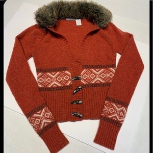 Pandemonium faux fur trimmed cardigan - M